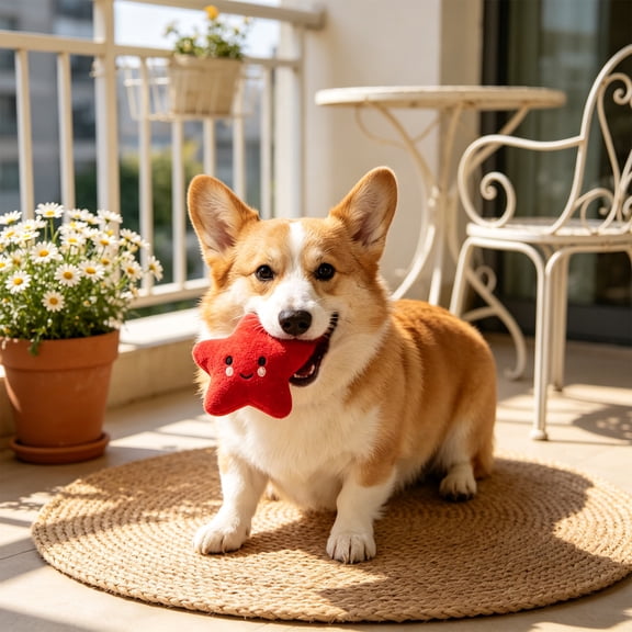 Plushs Star Squeaky Dog Toy For Aggressive Chewers, Long-Lasting Soft Toy with Squeaker For Small Medium Dogs, Machine Washable Pet Toy For Indoor Playing (1PC, Red)