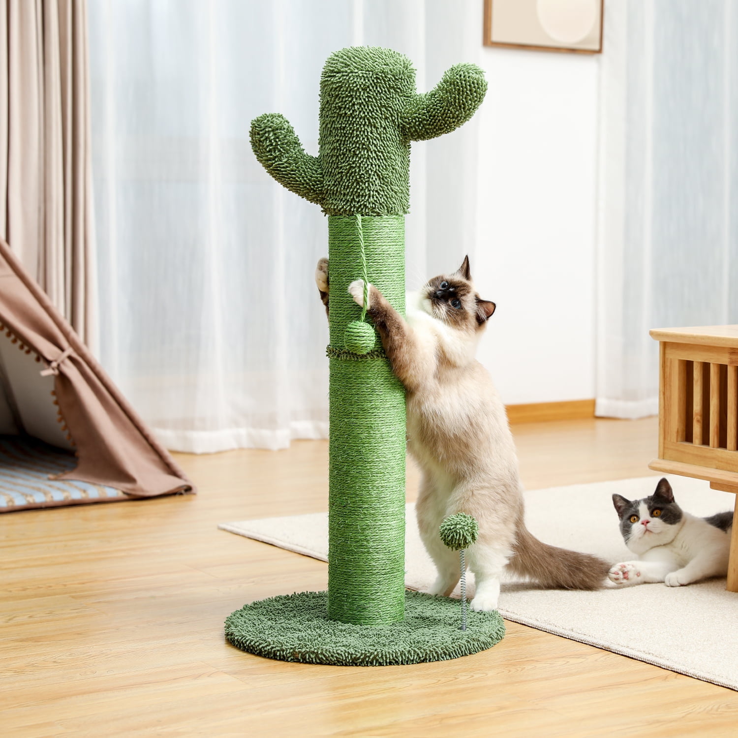 Plusley Cactus Cat Tree Cat Scratcher with Sisal Scratching Post and
