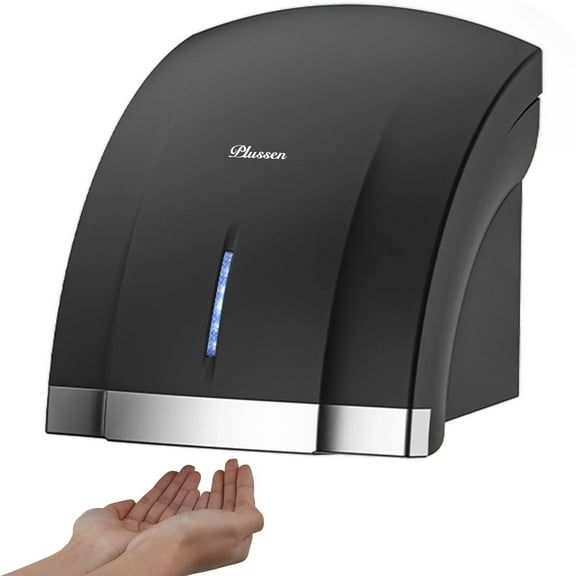 Plussen Commercial 1800W High-Speed Electric Hand Dryer Infrared Wall-Mounted for Bathrooms & Offices, Black