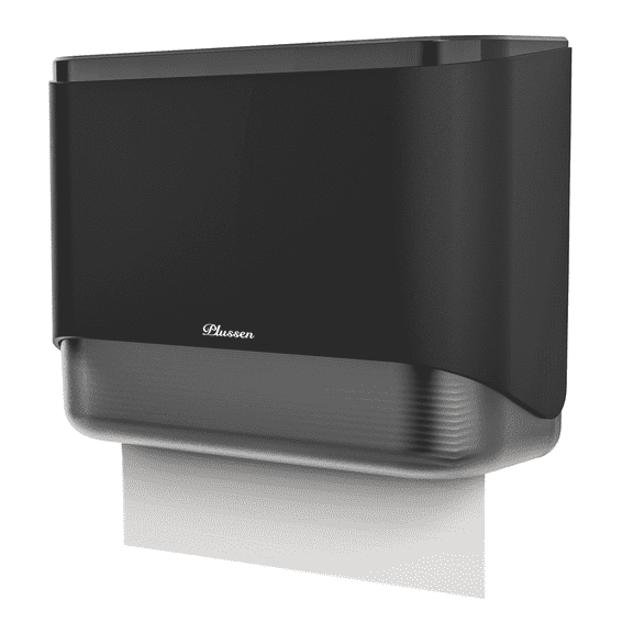 Plussen Multi-Fold Paper Holder & Dispenser, Wall Mount, Black, 1 Pack