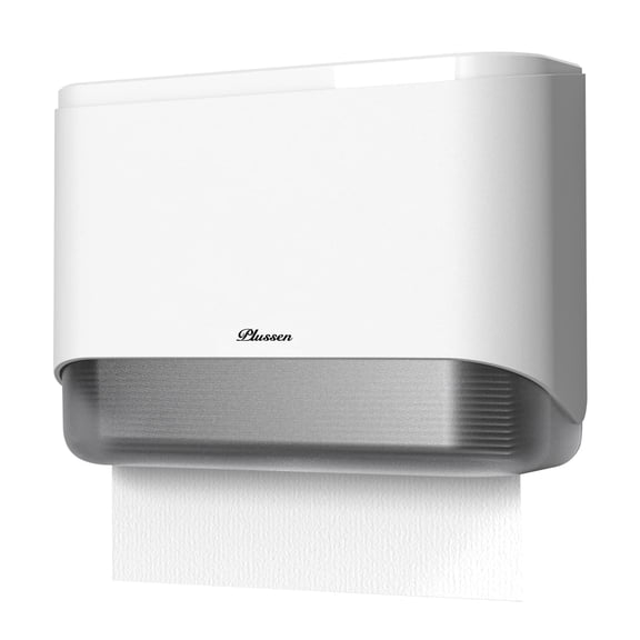 Plussen Multifold Paper Towel Dispenser Wall Mount, 11.10 x 3.94 x 8.39 In, ABS White, 1 Pack