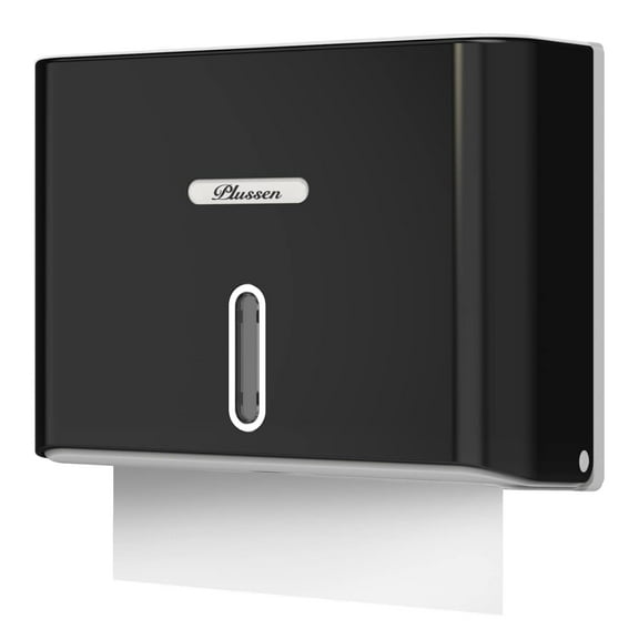 Plussen Paper Towel Dispenser Wall-Mounted Multi-Fold Tissue Ample Capacity for Home & Commerica, Black