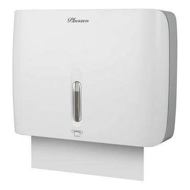 Plussen Paper Towel Dispenser Wall-Mounted Multi-Fold Tissue Holder for Home & Commerical, White