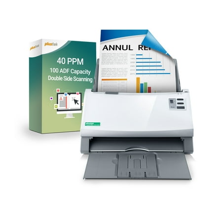 Plustek SmartOffice PS3140U High-Speed Duplex Document Scanner ,40ppm 100 Pages Feeder, Easy Setup and One Touch Scan and Save