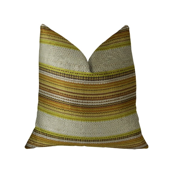 Plut PBRAZ241-1818-DP 18 x 18 in. Lexington Park Handmade Luxury Double Sided Pillow - Cream, Green & Brown