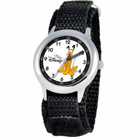 Pluto Boys' Stainless Steel Watch, Black Strap