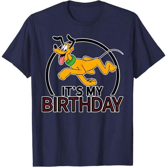 Pluto It's My Birthday DTG Print Unisex T-Shirt,Navy Color,Size 4T