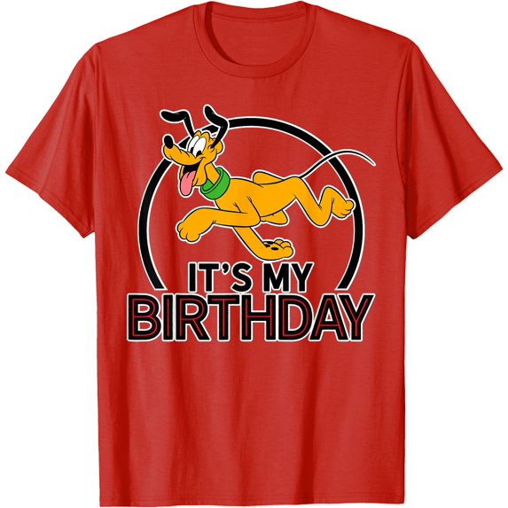 Pluto It's My Birthday DTG Print Unisex T-Shirt,Red Color,Size 3XL
