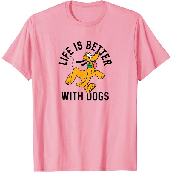 Pluto Life is Better with Dogs DTG Print Unisex T-Shirt,Light Pink Color,Size 2T