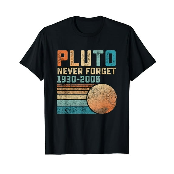 Pluto Never Forget Funny Astronomy Space Science Nerd Men Vintage Mystery T-Shirt