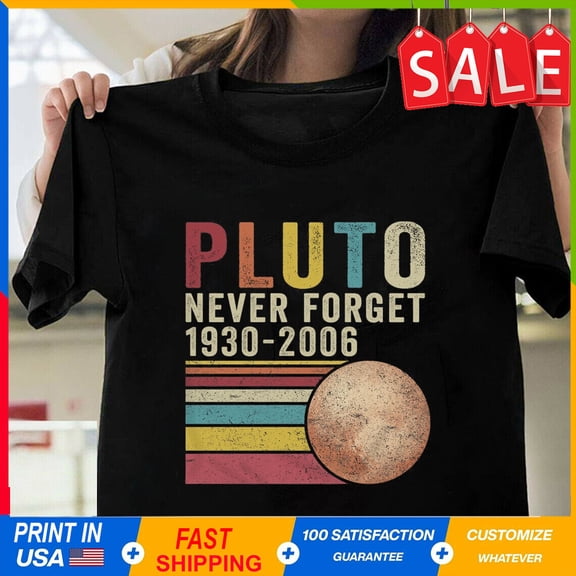 Pluto Never Forget Retro Style T-Shirt Dwarf Planet Outer Space G