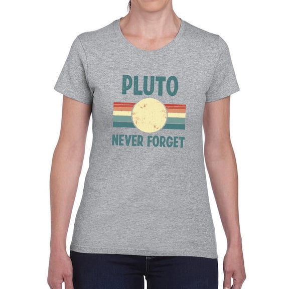 Pluto Never Forget Shaped T-Shirt Women -Smartprints Designs, Female x-Large