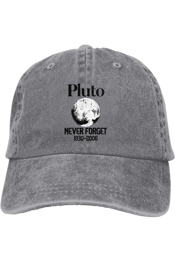 Pluto Never Forget Slogan Cowboy Hats Unisex Adjustable Baseball Caps Gray
