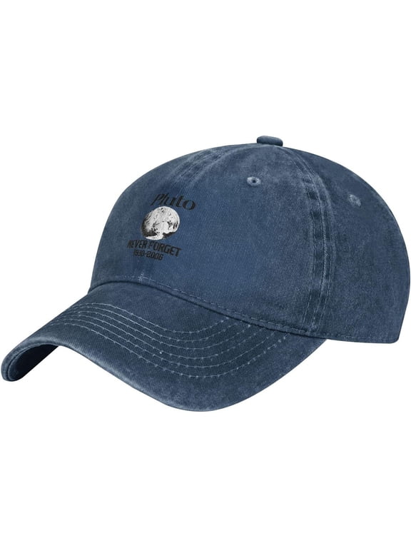 Pluto Never Forget Slogan Cowboy Hats Unisex Adjustable Baseball Caps Navy
