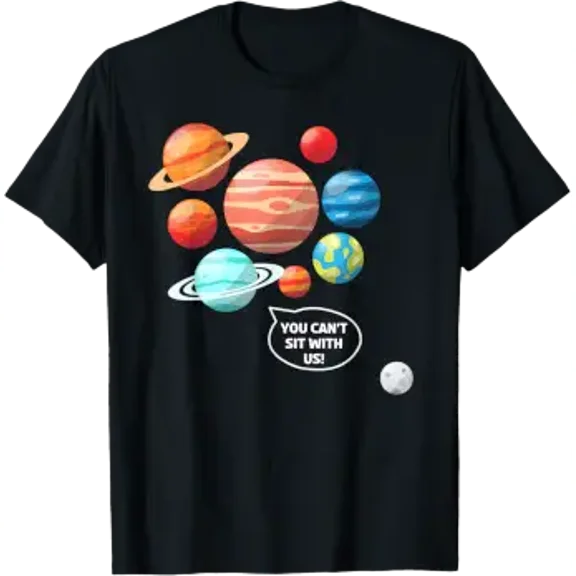 Pluto Planet Cartoon Planets Never Forget Pluto Design T-Shirt