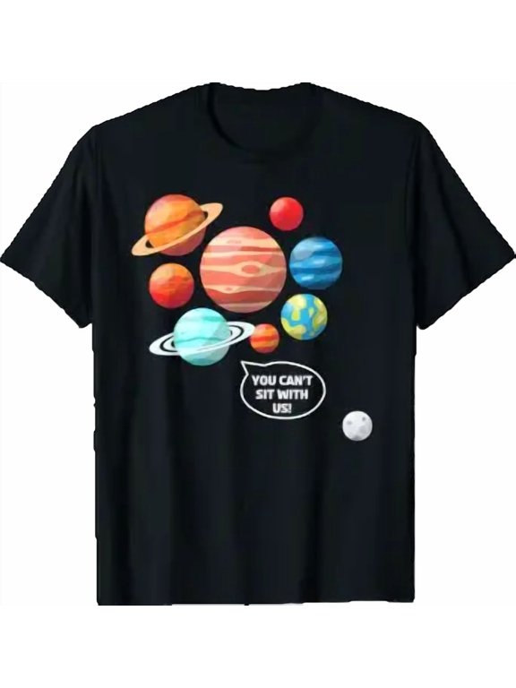 Pluto Planet Cartoon Planets Never Forget Pluto Design T-Shirt