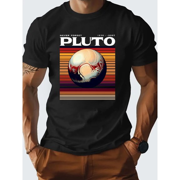 Pluto Planet Graphic Mens Retro Space Astronomy Tshirt