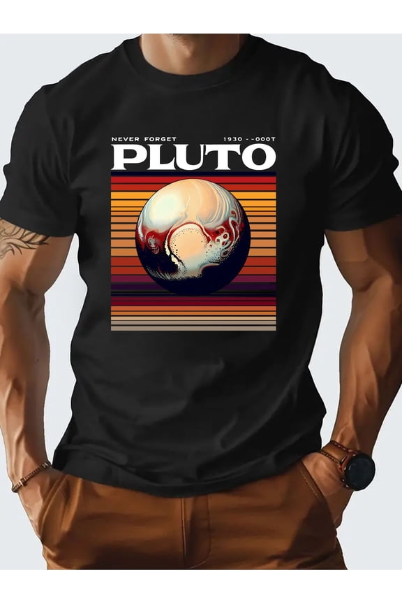 Pluto Planet Graphic Mens Retro Space Astronomy Tshirt