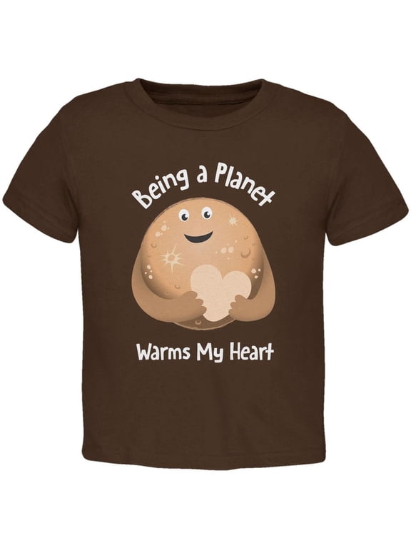 Pluto Planet Warms my Heart Brown Toddler T-Shirt - 2T