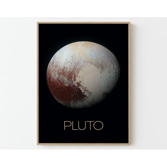 Pluto Space Travel Poster Print | Stars Planets Universe Cosmos, 8x12 UNFRAMED