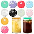 thumbnail image 1 of Plutput 10 Pcs Acrylic Lids for 16 oz Glass Cups with Lids and Straws Hole, Colored Glass Can Tumbler Replacement Lids Spill Proof Reusable for Beer Can Drinking Glasses Tumbler Cup, 1 of 7