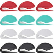 Plutput 12 Pcs Envelope Slitter Letter Opener Mail Opener with Razor Blade Red,Green,Black,White