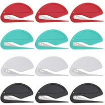 Plutput 12 Pcs Envelope Slitter Letter Opener Mail Opener with Razor Blade Red,Green,Black,White
