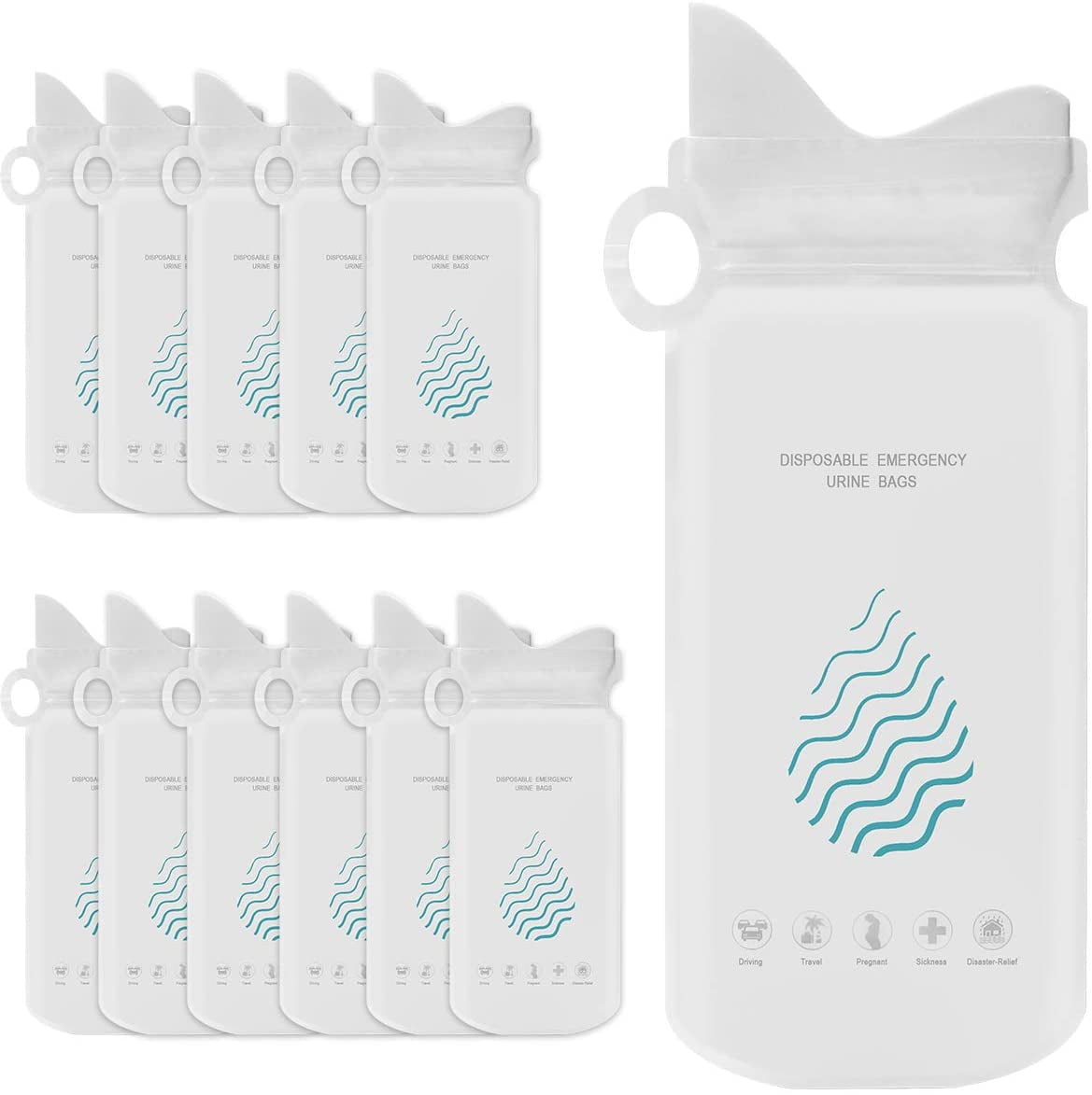 Plutput 12Pcs 700ml Emergency Disposable Urine Bags Camping Pee Bags Unisex Urinals Vomit Bags Urinal Toilet for Men Women Kids Children Patient