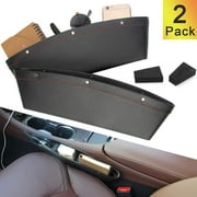 Plutput 2 Pack Car Seat Gap Filler Organizer PU Leather Car Seat Console Pocket Storage Box for Phone, Cards, Keys, Sunglasses