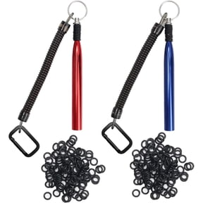 Plutput 2 Pack Wacky Rig Tools and 200 PCS Worm O Rings, Wacky Worm Kit for Stick Soft Baits Wacky Fishing Rigging Tool