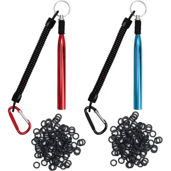 Plutput 2 Pack Wacky Rig Tools and 200 PCS Worm O Rings, Wacky Worm Kit for Stick Soft Baits Wacky Fishing Rigging Tool