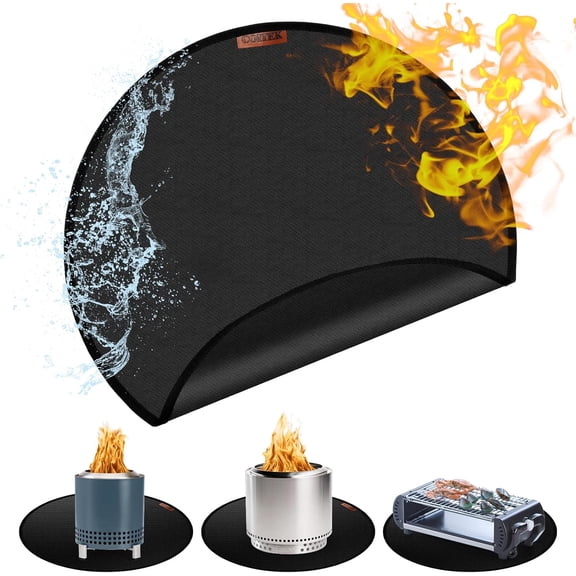 Plutput 20" Fire Pit Mat for Solo Stove Mesa, Fire Pit Fireproof Mat for Under Fire Pit, Heat Resistant Round Cover for Outdoor BBQ, Reusable Waterproof Pad, Non-Slip for Table Top Protection