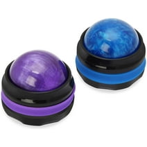 Plutput 2pcs Massage Ball Manual Roller Massager Handheld Self Therapy Tool Muscle Pain Relief Ball for Sore Muscles, Arm, Back(Blue and Purple)