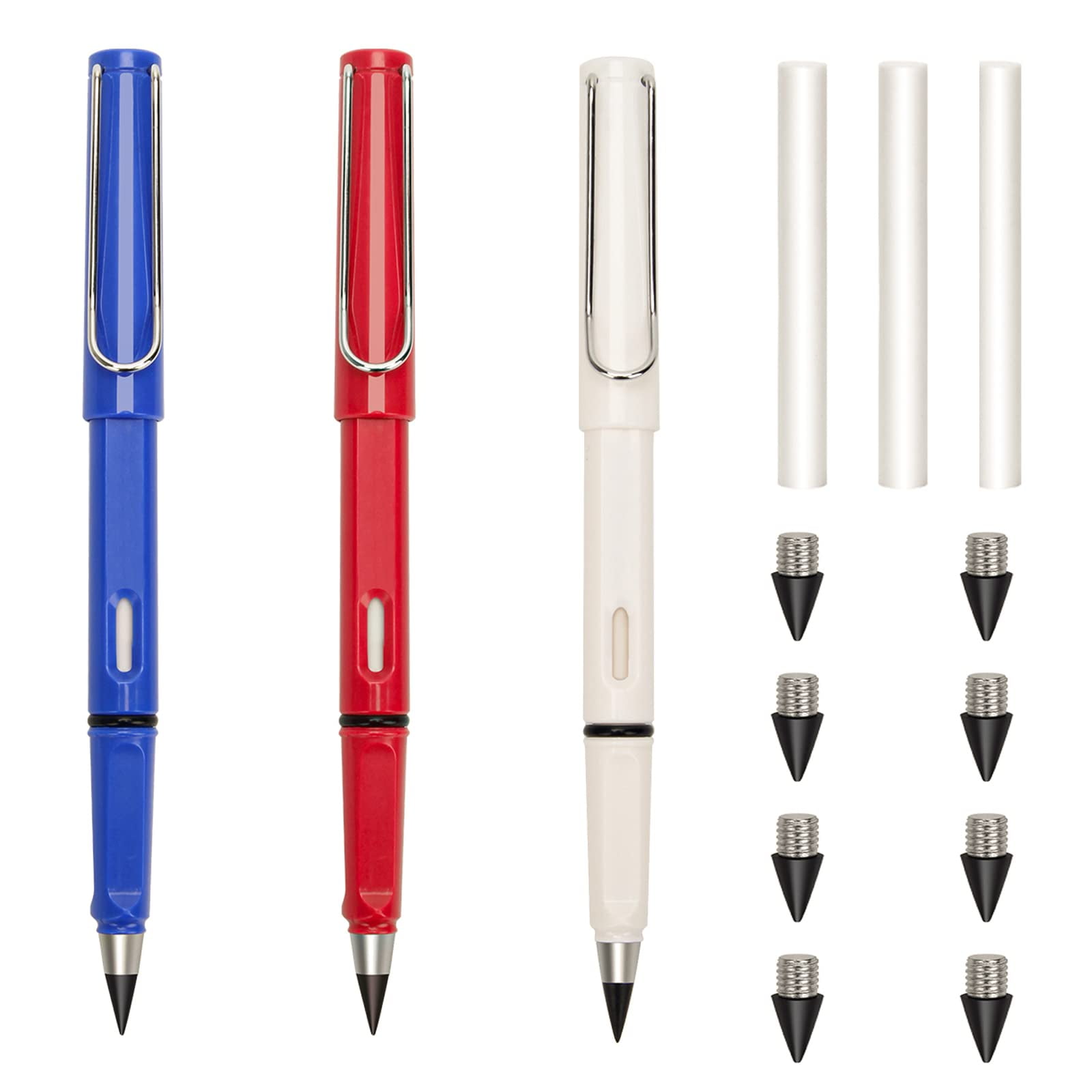 Plutput 3pcs Everlasting Pencil, Reusable Eternity Pen with Eraser and ...