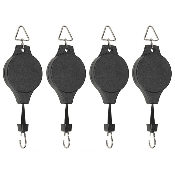 Plutput 4 Pack Plant Pulley Hanger, Retractable Plant Hook Pulley, Adjustable Heavy Duty Indoor Outdoor Plant Hanger for Garden Baskets Pots & Birds Feeder
