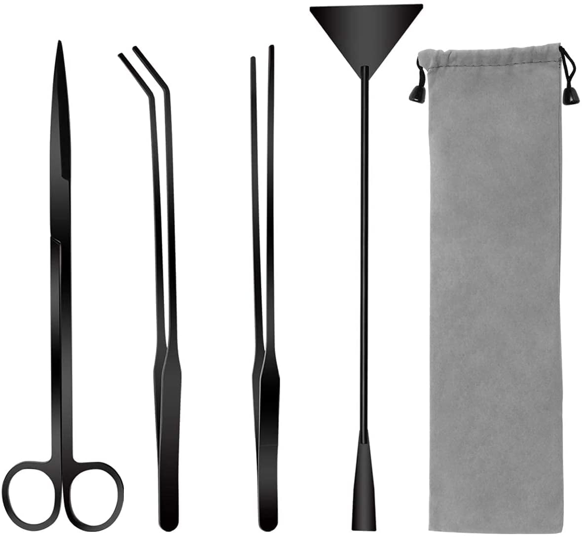 Plutput Aquascape Tool Kit Long Stainless Steel Aquarium Plant Tools Aquarium Tweezers Scissors Spatula Tool Set for FIsh Tank Aquascape Aquarium Cleaning