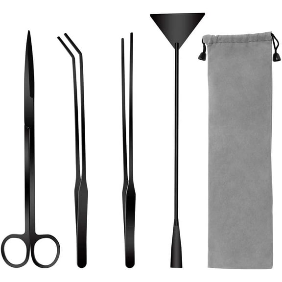 Plutput Aquascape Tool Kit Long Stainless Steel Aquarium Plant Tools Aquarium Tweezers Scissors Spatula Tool Set for FIsh Tank Aquascape Aquarium Cleaning
