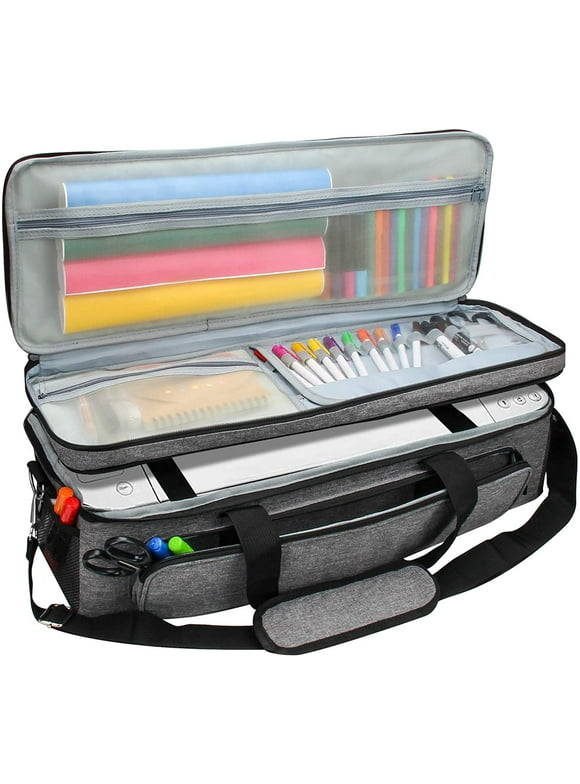 Plutput Double-Layer Carrying Case  for Cricut Maker Expolre,Carrying Bags for Cricut Explore Air/Air 2,Cricut Cutting Machine ,Gray