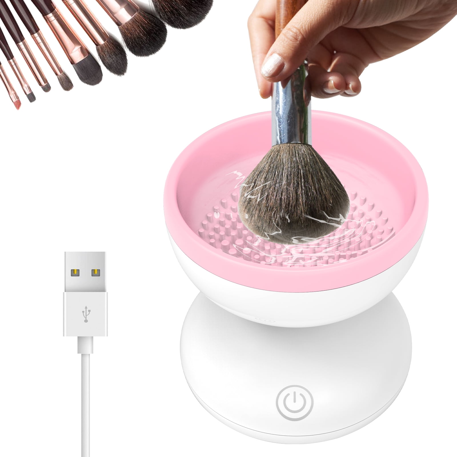 Pretty Comy Premium Electric Makeup Brush Cleaner And Dryer Machine, Type C  Charged Multi-Function Silicone Plug Super-Fast Electric Brush White 