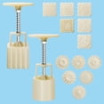 thumbnail image 1 of Plutput Moon Cake Mold 50g Hand-Pressure Mold，Mid-Autumn DIY Tool Mooncake Mould 12 Patterns Round Flower Square Rabbit White, 1 of 6