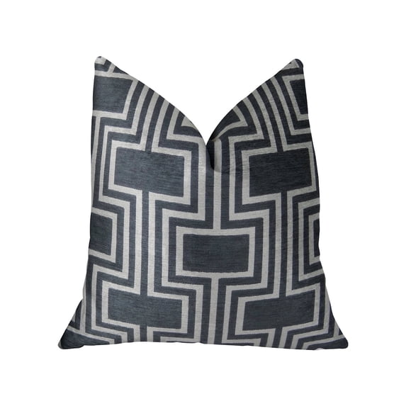 Plutus 12" x 20" Argyle Square Handmade Luxury Pillow in Black and White