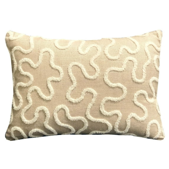Plutus Brands Plutus Chandra Taal Beige Geometric Luxury Throw Pillow, 12L x 20W
