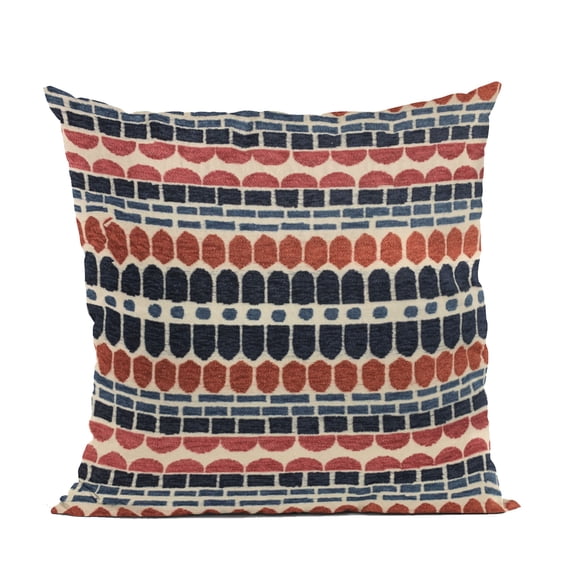 Plutus Brands Red, Blue Plutus Harmony Border Luxury Throw Pillow 12 in x 20in, Double Sided 12" x 20"