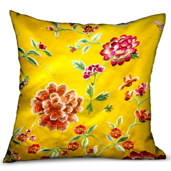Plutus 12" x 20" Heavenly Peonies Floral Luxury Throw Pillow in Yellow