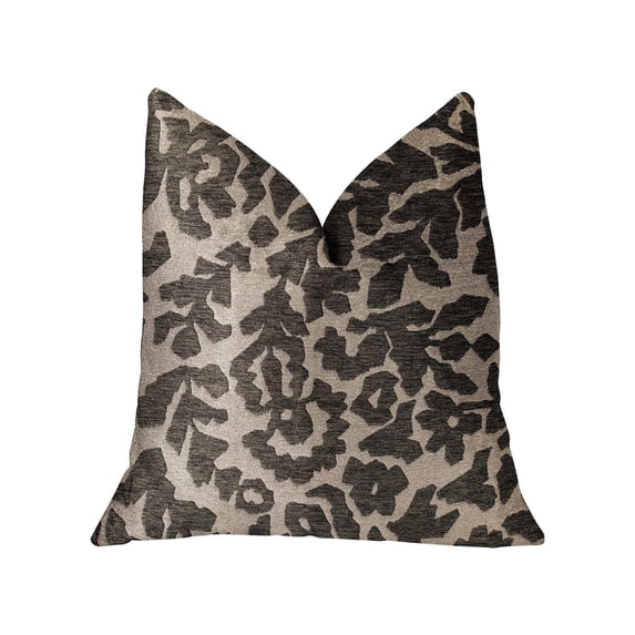 Plutus Lustrous Leaves Gray Luxury Throw Pillow 12"L x20"W