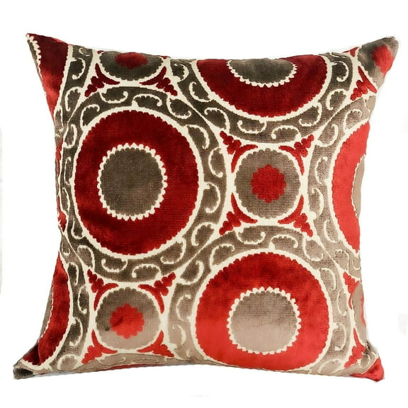 Plutus 12" x 20" Madeline Handmade Luxury Pillow in Red and Brown