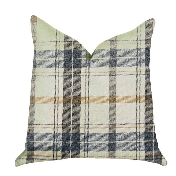 Plutus 12" x 25" Plaid Rendezvous Luxury Throw Motif Pillow in Beige