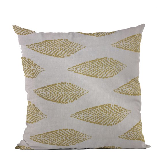 Plutus Brands Green, Beige Plutus Large Leafs Floral Luxury Throw Pillow 16 in x 16in, Double Sided 16" x 16"