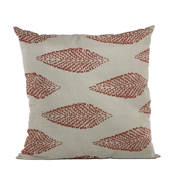 Plutus Brands Red Plutus Large Leafs Floral Luxury Throw Pillow 16 in x 16in, Double Sided 16" x 16"