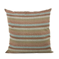 Plutus 16" x 16" Tracks Stripe Luxury Throw Pillow in Brown